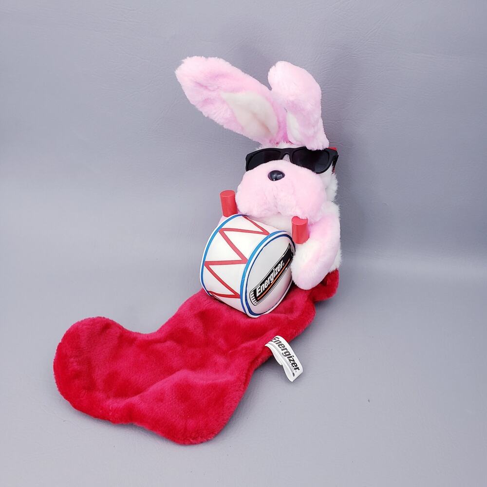 Eveready 1993 Energizer Bunny Plush Christmas Stocking w/ Santa Cap 30"